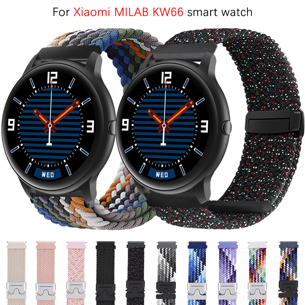 เข็มกลัดร่มชูชีพสายถักสําหรับ Xiaomi MILAB KW66 สมาร์ทวอทช์ปรับถัก Solo Loop Band สายนาฬิกาแบบยืดหยุ
