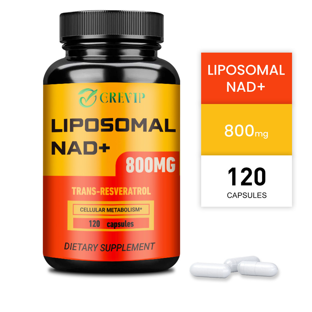 Grip Liposomal NAD+ 500 mg พร้อม Trans-Resveratrol 300 mg, NAD+ อาหารเสริมเพิ่มเพื่อชะลอวัยเพื่อสุขภาพ, Cellular Energy, DNA Repair, 30/60/120 แคปซูล