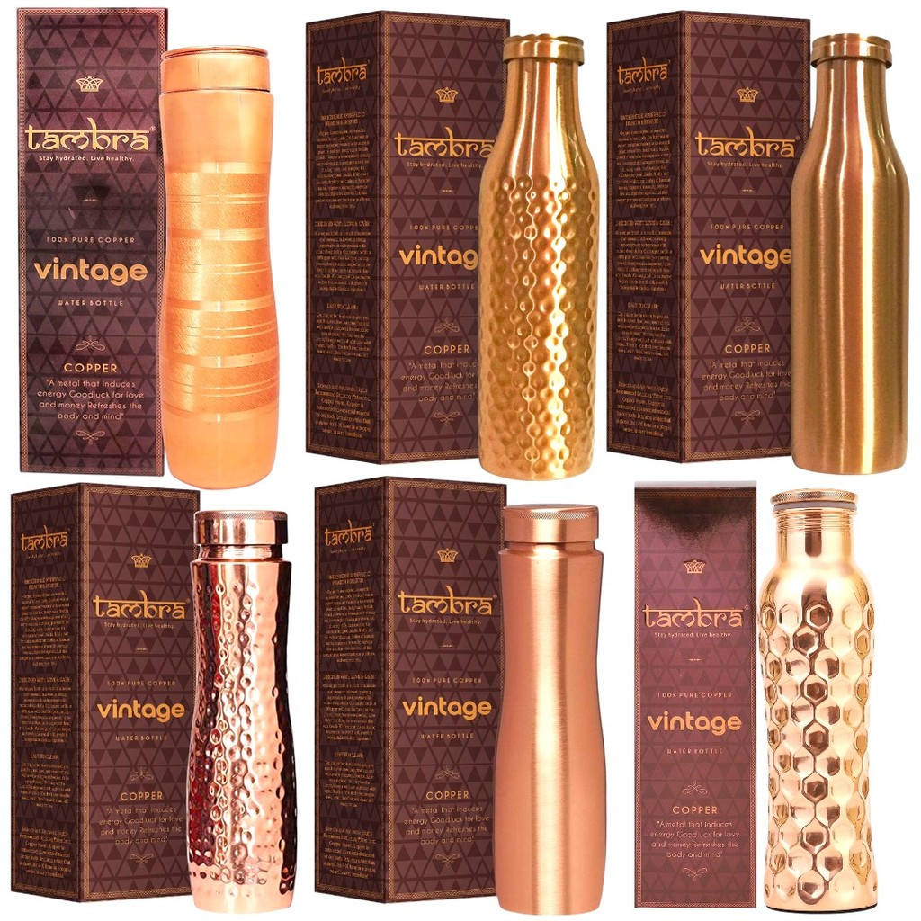 Tambra Copper Jointless Bottle ขวดน้ำทองแดง กระติกน้ำทองแดง ขวดทองแดงอินเดีย 950 มล.
