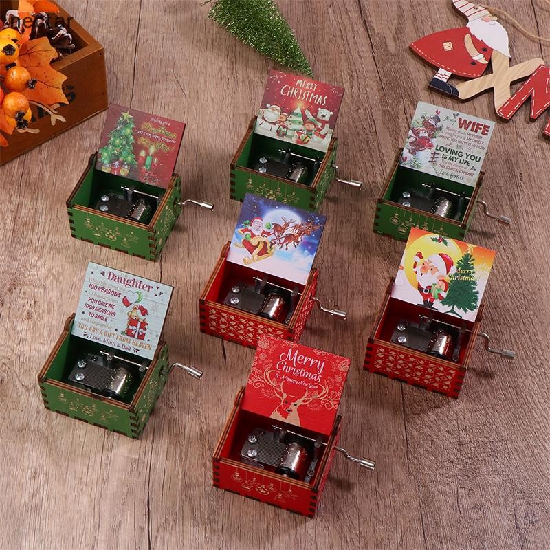 Tar Xmas Hand Crank กล่องดนตรีฮาโลวีน Merry Christmas ตกแต่งคริสต์มาสวันเกิดของขวัญปีใหม่ N