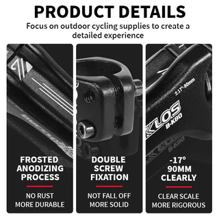 Bucklos -17° คอแฮนด์รถจักรยาน 90 มม.MTB Stem สําหรับ 31.8 มม. อะลูมิเนียมอัลลอย สเต็ม คอแฮนด์จักรยานเสือภูเขา อุปกรณ์จักรยาน