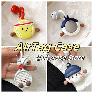 ปลอกเคส AirTagสําหรับแมวApple Tag GPS Protectorพร้อมพวงกุญแจAnti-Fall Anti-Lossแหวนซิลิโคนนุ่มการ์ตูนเทนนิส