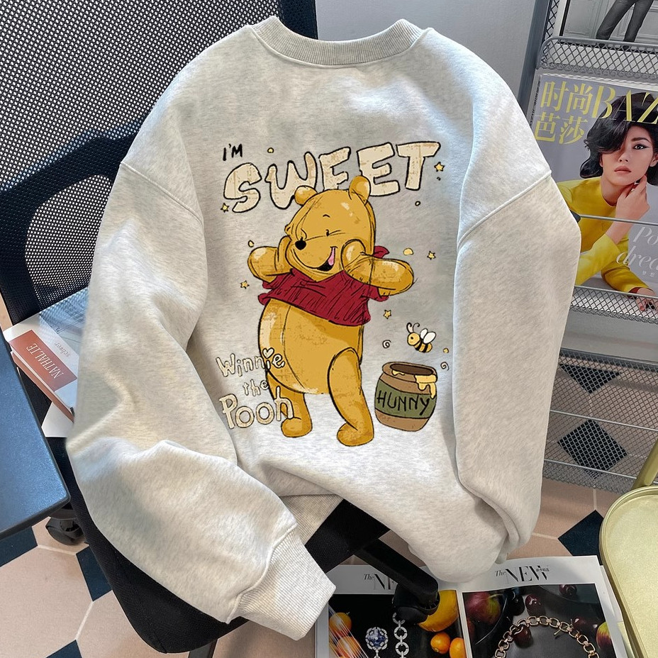 Harajuku Winnie the Pooh เสื้อแขนยาวผู้หญิงแฟชั่นเสื้อกันหนาว