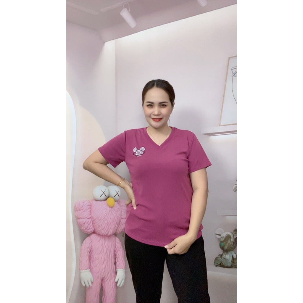 เสื้อยืดสีพื้น คอวี เกรดพรีเมี่ยม ผ้าไม่หด ยืดเยอะใส่สบาย มีเก็บเงินปลายทาง (สินค้าพร้อมจัดส่งทุกวันค่ะ) รุ่น1715