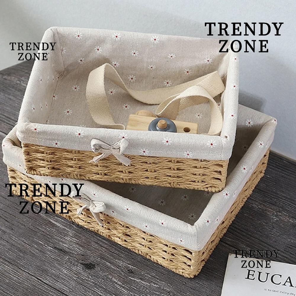 Trendyzone ตะกร้าเก็บของ, เดสก์ท็อปสี่เหลี่ยมจิปาถะออแกไนเซอร์, กล่องเครื่องสําอางหนังสือทอมือของเล่น
