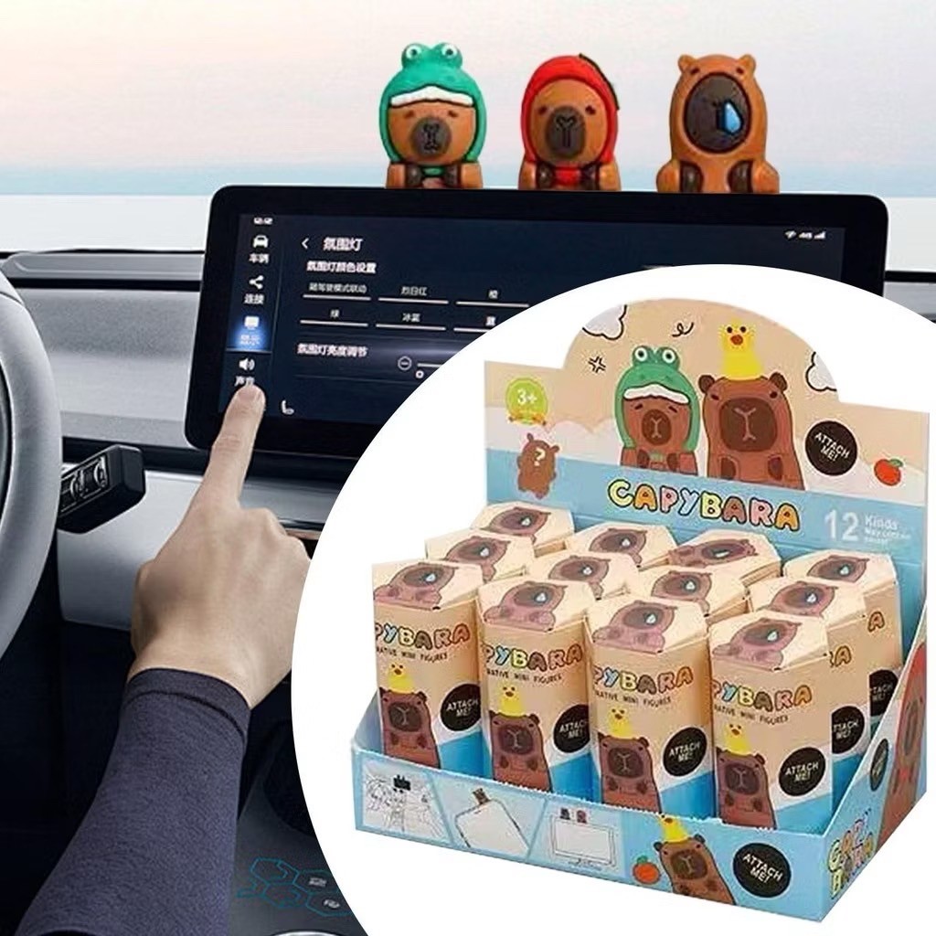 พร้อมส่งในไทย Capybara ตุ๊กตา 12จุ่ม ตกแต่งคอมพิวเตอร์ Capybara Dashboard Figurine จุ่มเกาะมือถือ