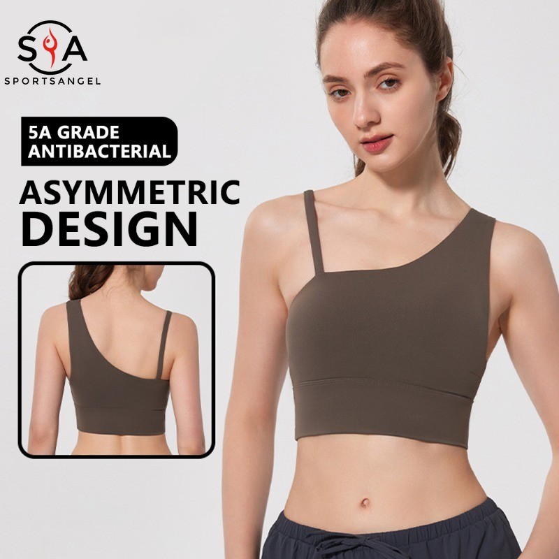 SportsangelSports Bra Antibioticไม่สมมาตรสายคล้องไหล่ Bra Gym Yoga