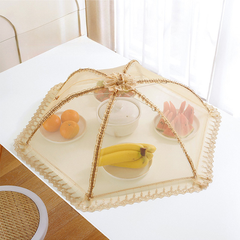 70-80 cm มุ้งครอบอาหาร ฝาครอบอาหาร ป้องกันฝุ่น กันแมลง สีโปร่งใส พับเก็บได้ - รูปที่ 4