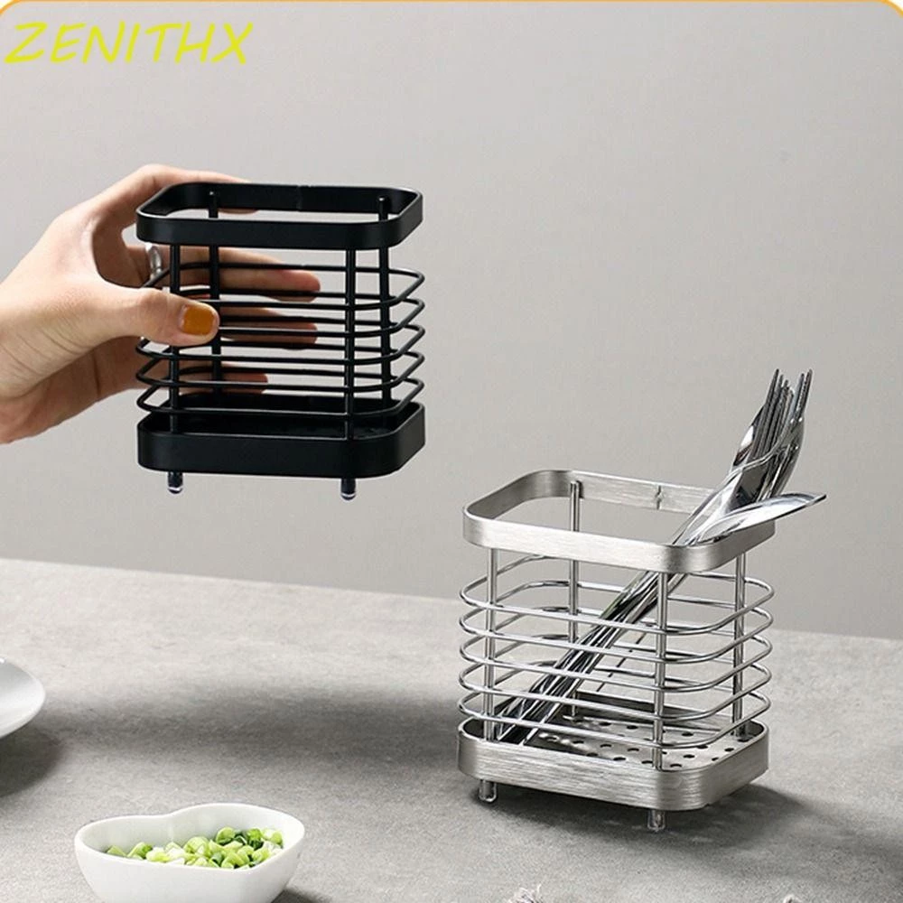 Zenithx ที่ใส่ช้อนส้อมในครัว, ที่เก็บภาชนะสแตนเลสป้องกันสนิม, ทนทานสูงขึ้นด้านล่างกันลื่นประหยัดพื้นที่ตะเกียบราวตากผ้าส้อม