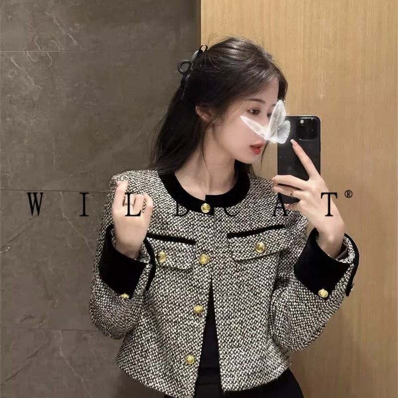หรูหรายอดนิยมสไตล์ชาแนลเสื้อแจ็คเก็ตสั้นผู้หญิงฝรั่งเศสฤดูใบไม้ผลิฤดูใบไม้ร่วงสไตล์ใหม่คนดัง Classy High-End Top