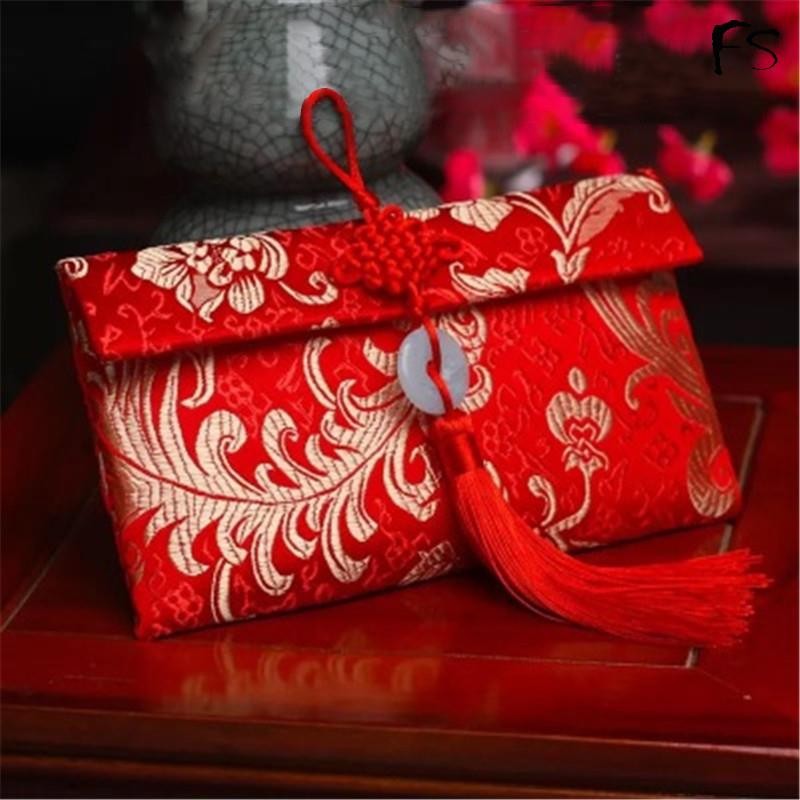 2025 ผ้าปีใหม่ Angpao ซองจดหมายสีแดง Angpau งูปีซองเงินเทศกาลฤดูใบไม้ผลิ Giftdeepavali angpow ซอง