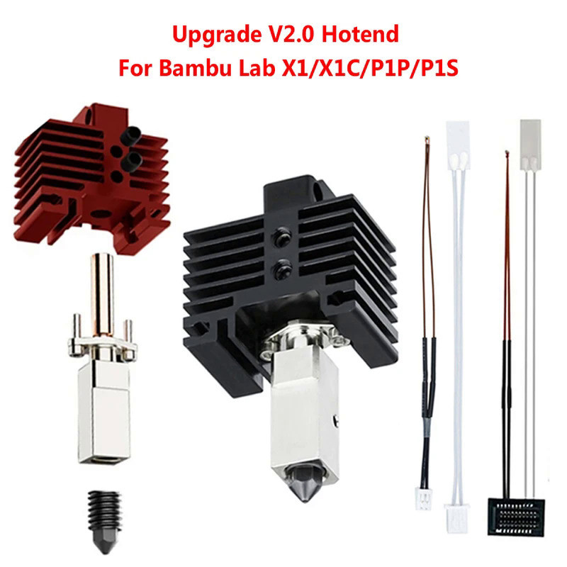 Upgrades V2 Hotend Kit For Bambu Lab P1P X1 P1S X1C Hot End Thermistor Bimetal Throat Bambulab Harde
