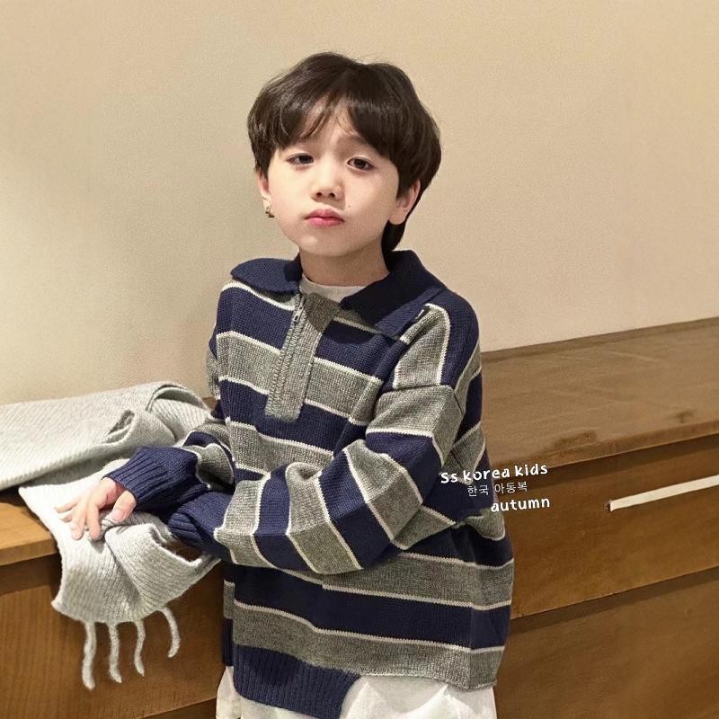 เสื้อกันหนาวเยาวชนฤดูใบไม้ร่วงฤดูหนาวสไตล์ใหม่ชายกลางเด็กใหญ่สไตล์เกาหลีหลวมลายlapelเด็กสบายๆkn