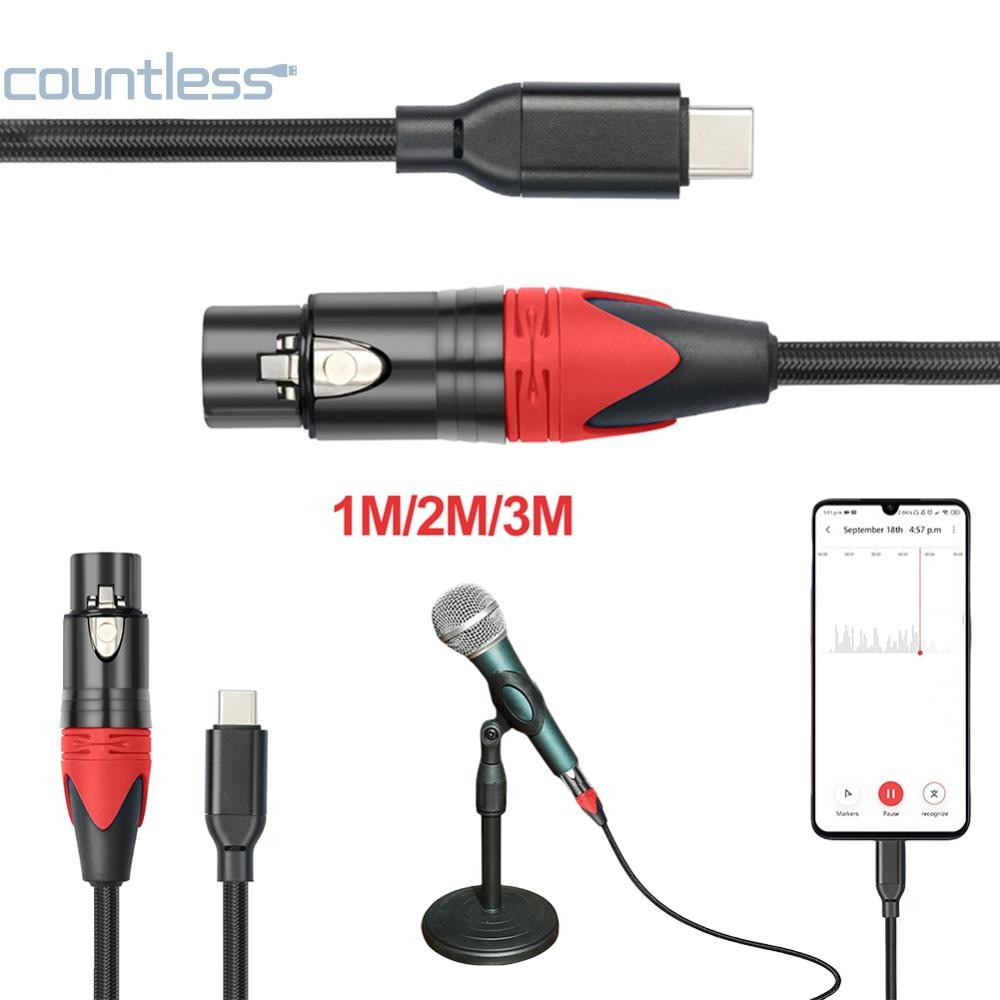 1/2/3m USB C สายไมโครโฟน Plug and Play Type C Male To XLR Female Mic Studio Audio Cord USB C To XLR ไมโครโฟนสายสัญญาณเสียง [cuntless.th]