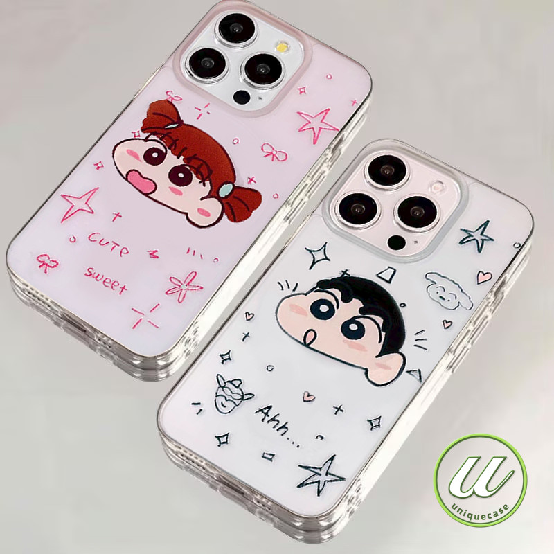 การ์ตูนสองเล่มชินจังซากุระดะเอนเน่เคส OPPO A38 A17 A77 A12 A54 A5s A58 A17K A16 A78 A57 A18 A15 A7 A53 A3S Reno 10 11