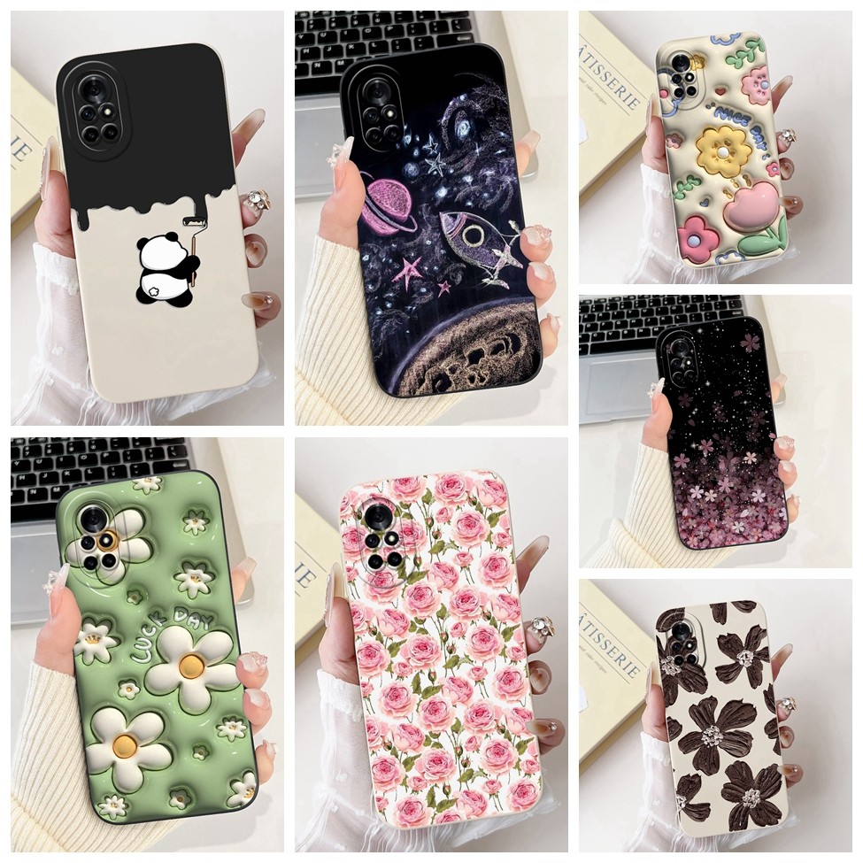 Huawei Nova 8 Case Aesthetic Cute Cat Fashion Funny Silicone เคสโทรศัพท์กันกระแทก Huawei Nova8 ฝาหลั