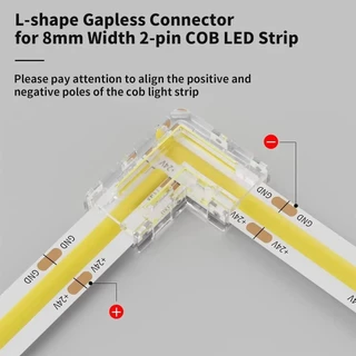 5 มม.8 มม.10 มม.1PCS ฟรีเชื่อม 2pin COB LED Strip L-Shap มุม Extension Wire Terminal LED Connectors ไม่มี Dark สําหรับ COB Strip ไฟ