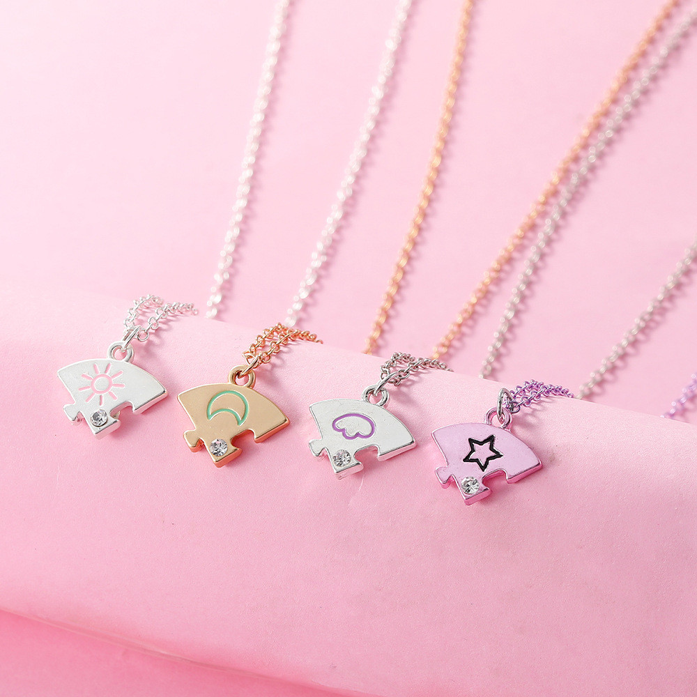 4 ชิ้น Star Moon Chain เพื่อนที่ดีที่สุดจี้สร้อยคอ Bff น้องสาวมิตรภาพ Choker ผู้ชายและผู้หญิงเครื่องประดับของขวัญ
