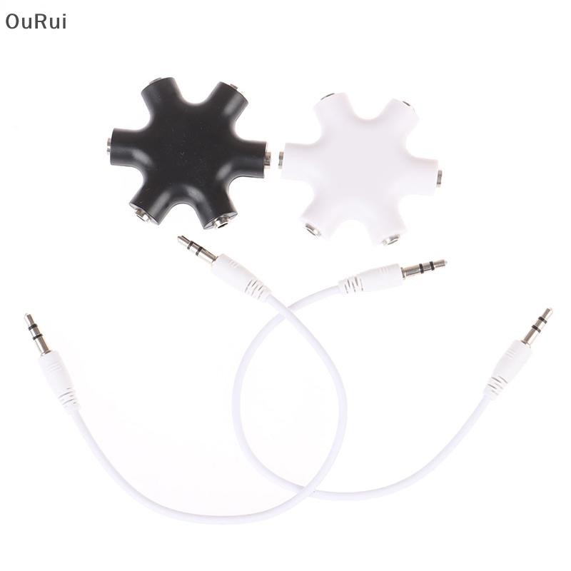 {B&C Apr} 6*3.5 มม.Way Multi Port Hub Aux ช่องเสียบหูฟัง Splitter ตัวแปลงสายสัญญาณเสียง {th}