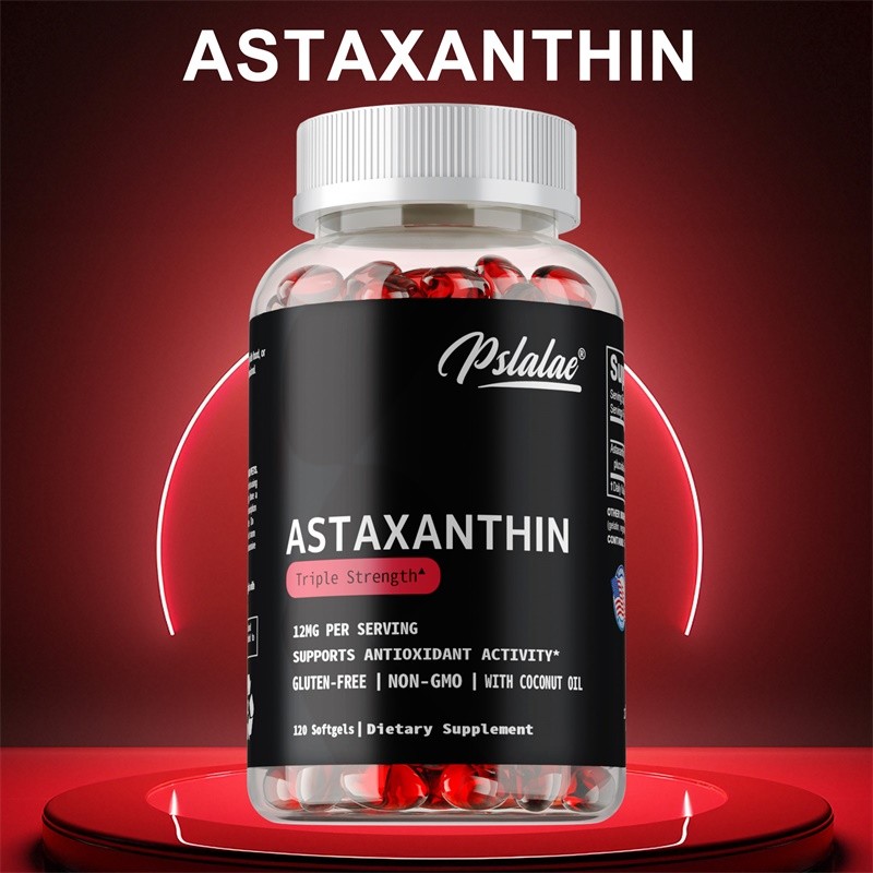 แคปซูลอาหารเสริมแอสตาแซนธิน - ด้วยน้ํามันมะพร้าวอาหารเสริมต้านอนุมูลอิสระ-60/120แคปซูล