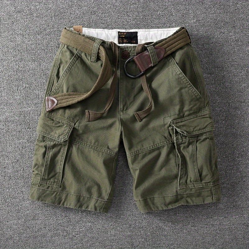 American Retro Youth Street Wear Ami Khaki Heavy Graphite Washed Multi-Pocket Camouflage Overalls Five-Poin