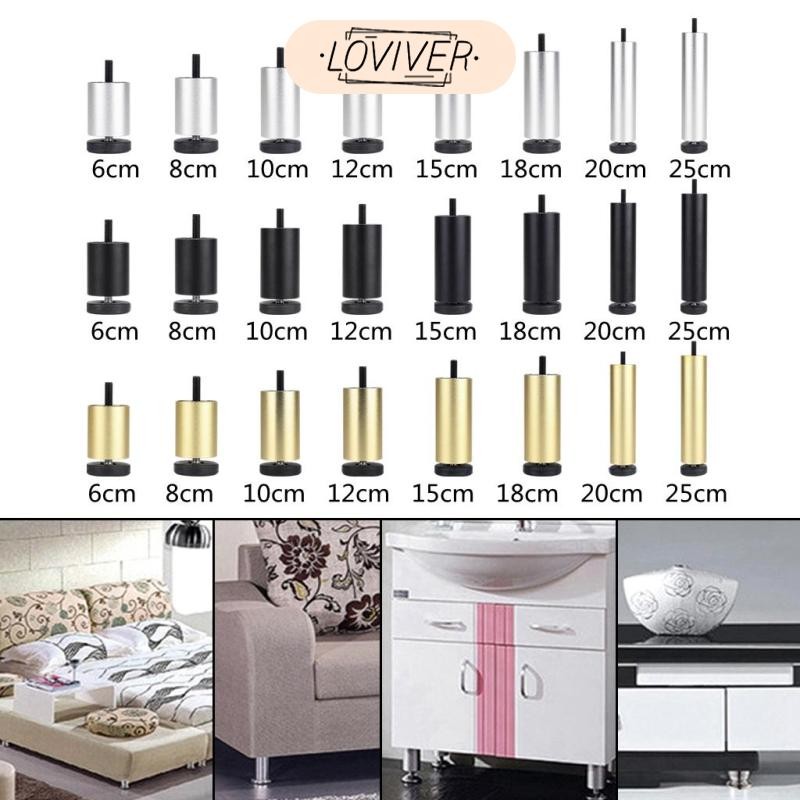 LOVIVER ขาเฟอร์นิเจอร์อลูมิเนียมอัลลอยด์ 4x สําหรับเตียงโซฟาตู้เย็นตู้ขาเครื่อง วาชิกง