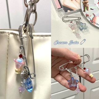 ลูกปัด Star จี้ Pin เข็มกลัด Charms กระเป๋า Pins แขวนอุปกรณ์เสริมพวงกุญแจน่ารักหวานเครื่องประดับ Y2k Simple