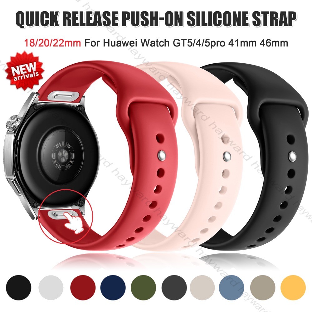 สายซิลิโคนแบบปลดเร็วสําหรับนาฬิกา Huawei GT6/5/4/3/2/GT5 pro สาย 46 มม.41 มม.42 มม.ชายและหญิง Amazfit Bip5/5pro/6 สาย 18/20/22 มม.