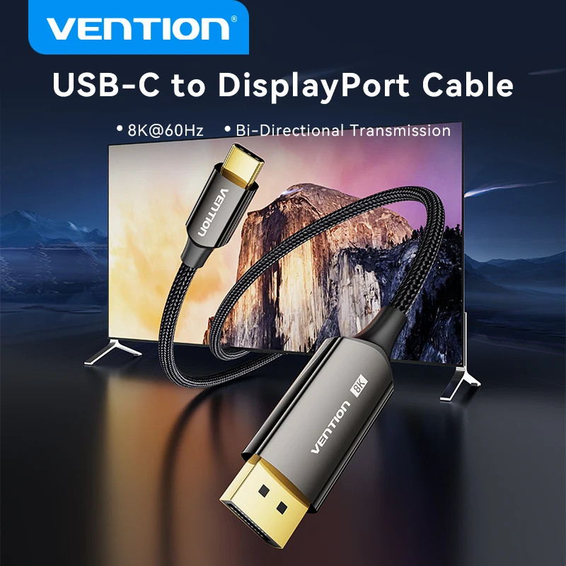 Vention สาย USB C เป็น DP USB Type C ถึง 8K 60Hz DisplayPort Bi สายทิศทาง