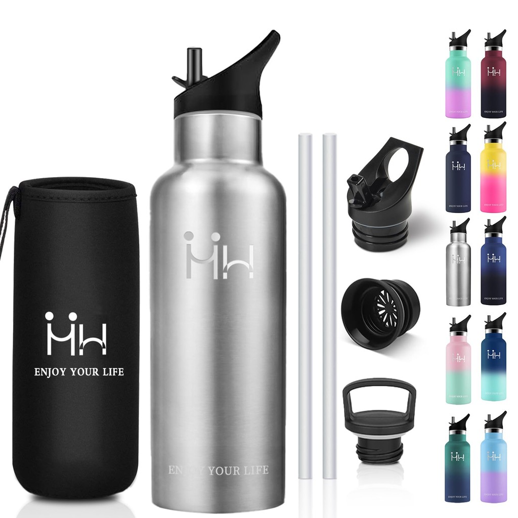 Water bottle for children and girls, 500ml, direct drinking stainless steel bottle, seamless water b