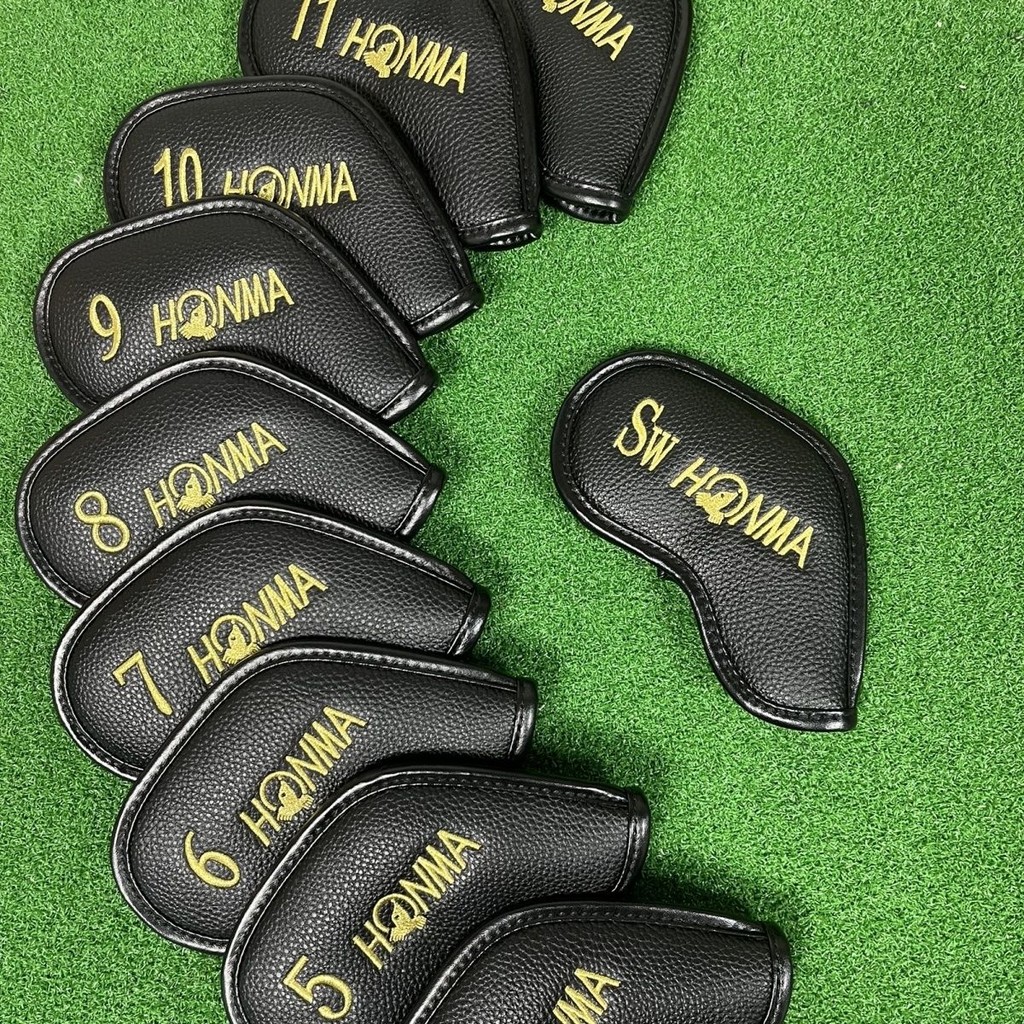 10 ชิ้น/เซ็ต Honma Golf Iron Covers Golf Club Headovers Wedges ครอบคลุม 4-11 AwSw สีดําและสีเหลือง