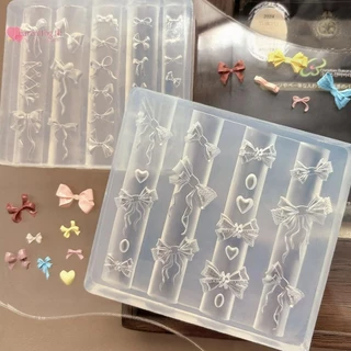 RENBG 3D ริบบิ้น Bowknot รูปแม่พิมพ์ปั๊ม Stencils UV เจล Polish Art Mould ซิลิโคนแกะสลักแม่พิมพ์ DIY ออกแบบเล็บ Charm ตกแต่ง TH