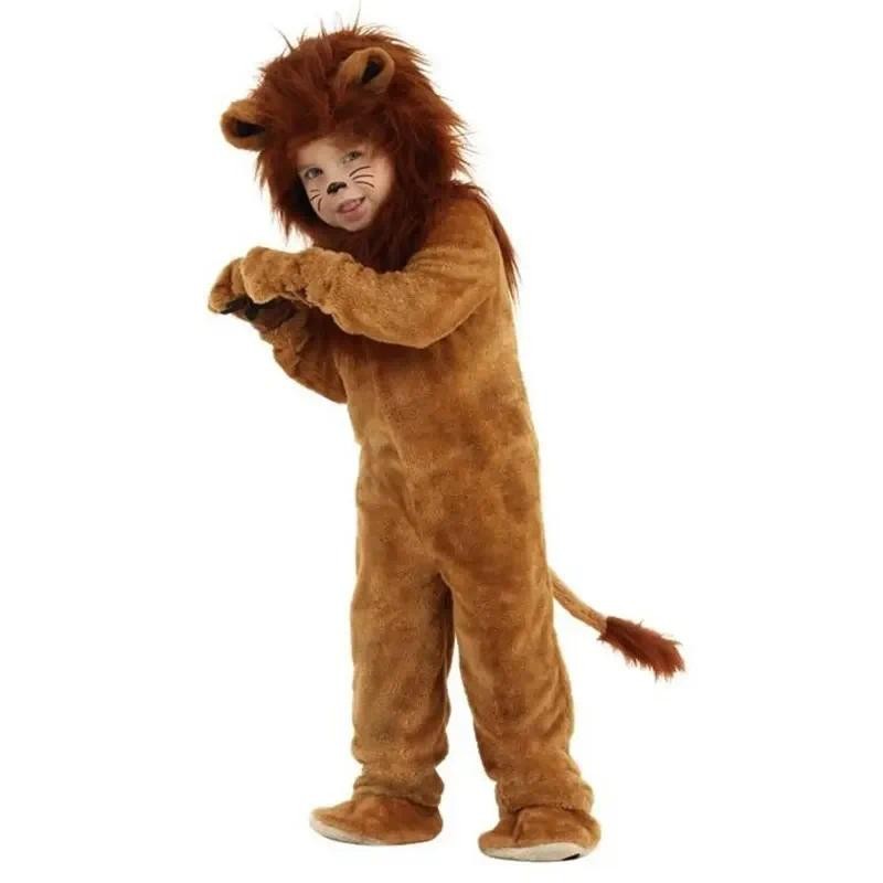 2-12y เด็กเด็ก Lion King เครื่องแต่งกายสําหรับชาย Deluxe ชุดฮาโลวีน Purim สัตว์ Themed Party ชุดแฟนซีขนแกะ