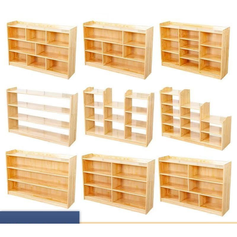 ชั้นวางของ Montessori ชั้นไม้จริง เพื่อการเรียนรู้ตู้อนุบาลไม้เนื้อแข็งหลายชั้นตู้ของเล่นมอนเตสซอรี่ช่วยสอนตู้เด็กชั้