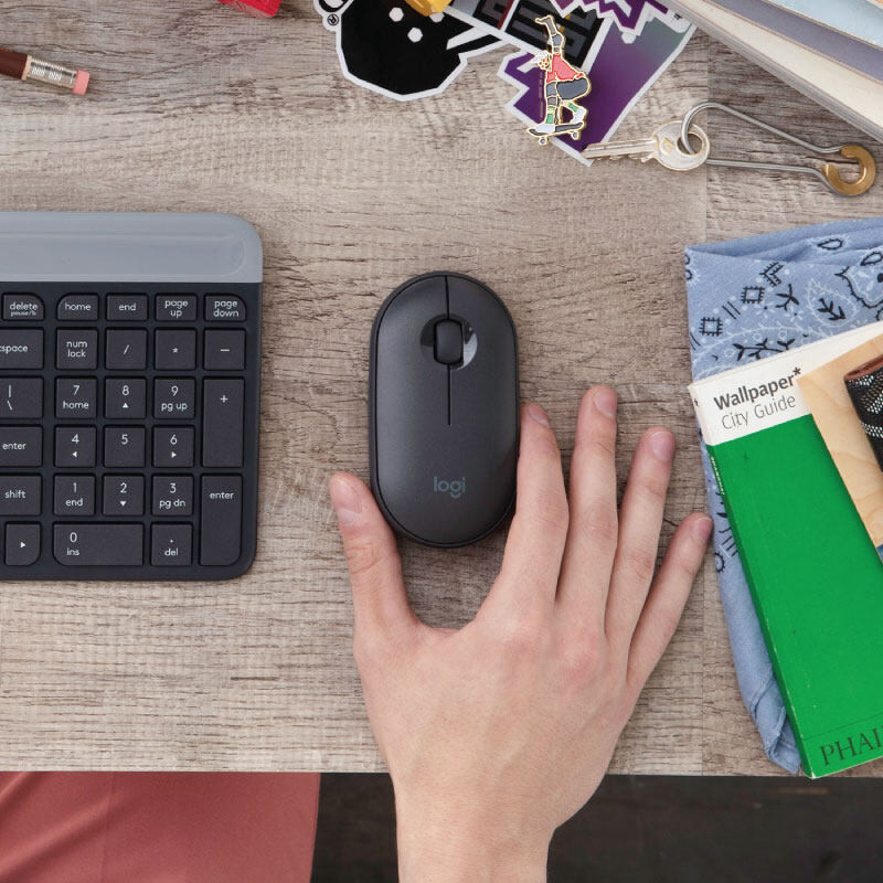 Logitech M350 Mouse Pebble เมาส์ไร้สายบลูทูธ Mini USB Gaming Mice สําหรับแล็ปท็อปโน้ตบุ๊ค PC Mac