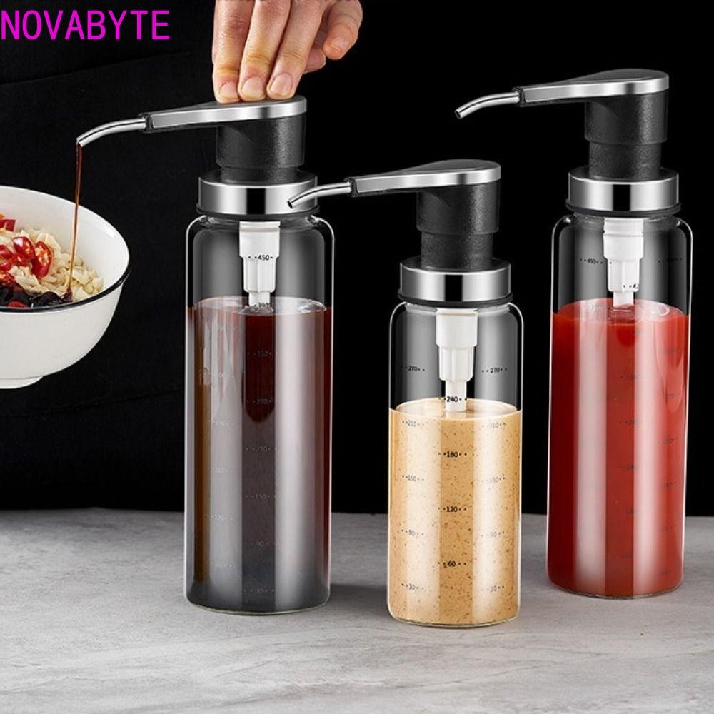 ขวดน้ํามัน โนวาบายต์, ขวดซอสสแตนเลสขนาด 300/500 มล., บีบปิดผนึกกดประเภทภาชนะปรุงรสป้องกันการรั่วขวดน้ําส้มสายชู