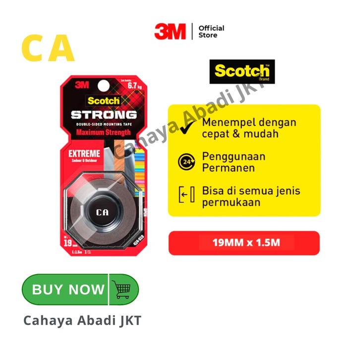 Scotch 3M Extreme Mounting Tape 414-S19 19 MM X 1.5 M