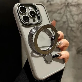 หรูหราโปร่งใสขาตั้งเคสโทรศัพท์สําหรับ ไอโฟน 11 12 13 14 15 16 มือโปร สูงสุด บวก แม่เหล็กกันกระแทกฝาครอบกันชน