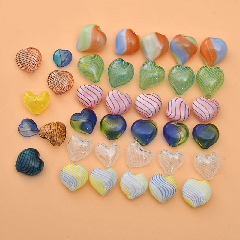 Beaded Heart Peach Heart Stained Glass Straight Hole