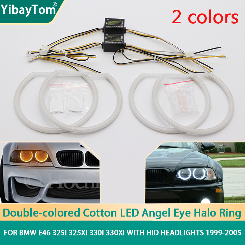 Bright SMD ผ้าฝ้าย Switchback LED Angel Eye แหวนชุดสําหรับ BMW E46 325i 325xi 330i 330xi พร้อมไฟหน้า HID 1999-2005