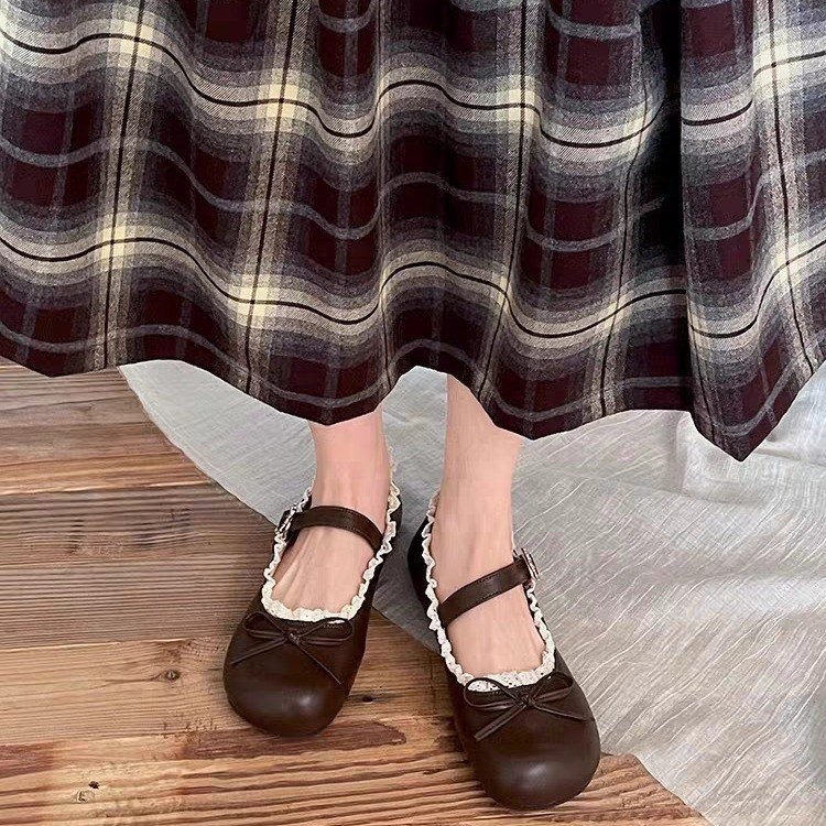 รองเท้าแบนฝรั่งเศส รองเท้าแมรี่เจน สไตล์บัลเล่ต์ พิมพ์เสือดาว ปากตื้น การออกแบบหัวเข็มขัด สะดวกสบาย ก้นอ่อน