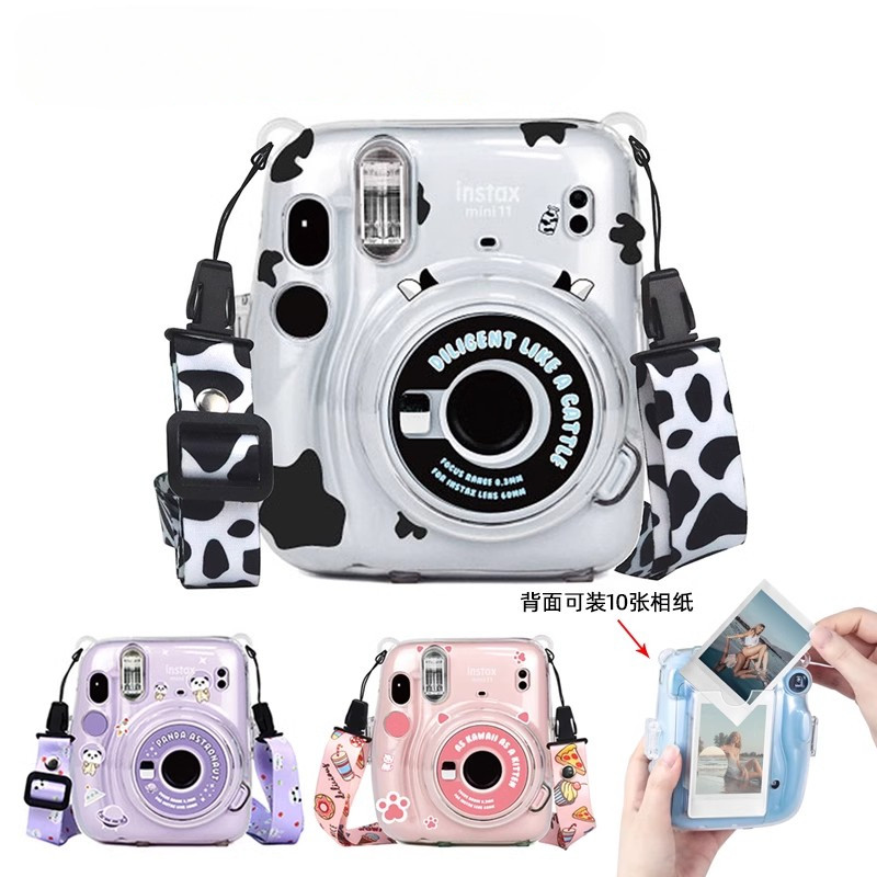 โปร่งใสกล้องสําหรับ Fujifilm Instax Mini 12 กระเป๋ากล้อง PC Crystal Storage Case พร้อมสายคล้องไหล่สําหรับ Instax Mini 12
