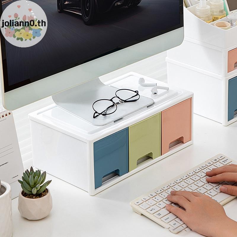 Joliann0 คอมพิวเตอร์ขาตั้งลิ้นชัก PC หน้าจอแล็ปท็อปผู้ถือการทํางาน Rack Desktop Storage Organizer สําหรับ Office Studio th