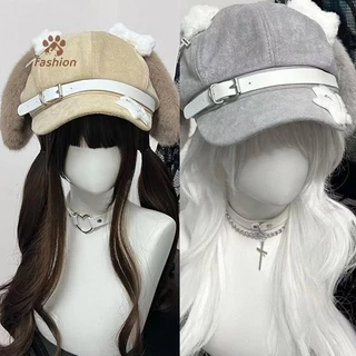 [แฟชั่น] Gothic Lolita Beret Punk Bone ยาวหูลูกสุนัขหมวกผู้หญิงสาวคอสเพลย์หมวกหมวกอเนกประสงค์ของขวัญ {TH}