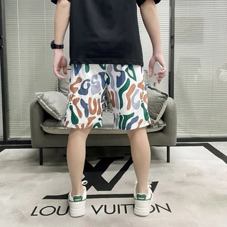 MUHANLU กางเกงขาสั้นแฟชั่นน่ารัก สามารถสวมใส่ได้ทั้งชายหญิง QC-DK8021 ลวดลายสมัยใหม่ใส่สบาย บางเบาไม่ร้อน