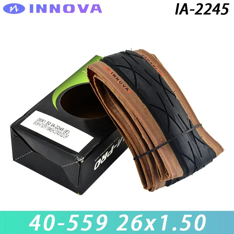 INNOVA IA-2245 ยางจักรยานเสือภูเขา 26x1.50 สีน้ําตาล Sidewall 26 นิ้วครึ่งหัวล้านยาง MTB จักรยานพับย