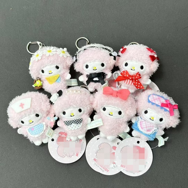 Kawaii Sanrio เปียโน Plushie ของเล่นน่ารัก Lamb Plush พวงกุญแจกระเป๋าจี้ของขวัญวันเกิดเด็ก