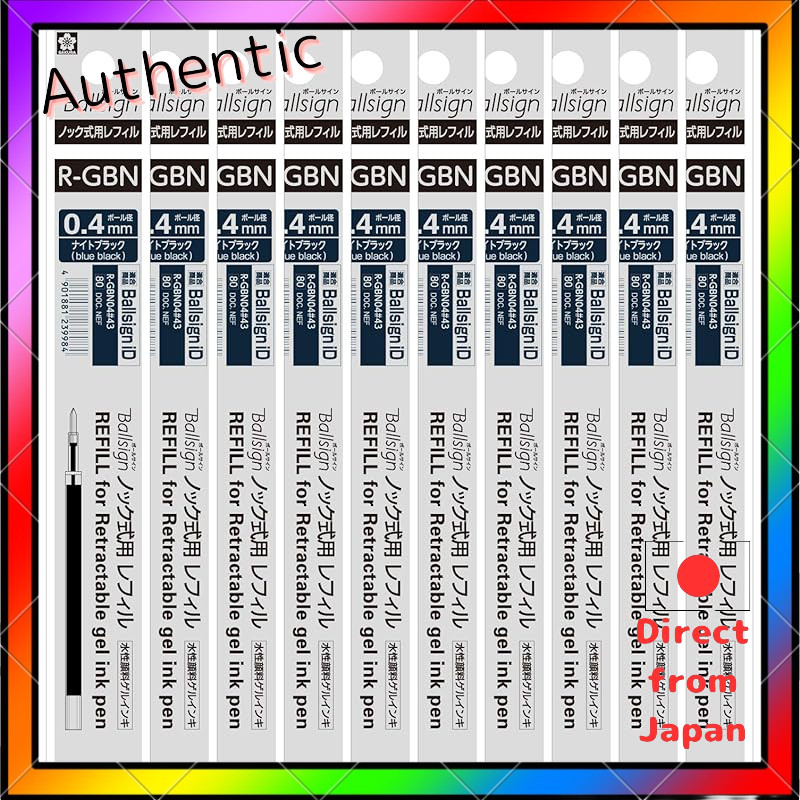 Sakura Cray-Pas Ballpoint Pen Refills for Ball Sign iD, 0.4mm, Night Black, 10 pieces, R-GBN04#43(10