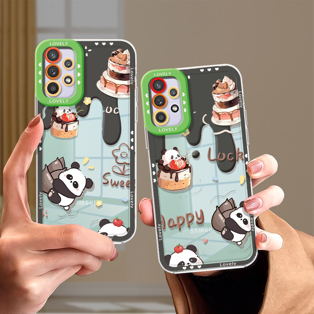 Cream Panda Casing สําหรับ samsung s24/plus/ultra,s23/fe,s22/plus,s30,s21/fe,s20,s11/e,s10,note20,10
