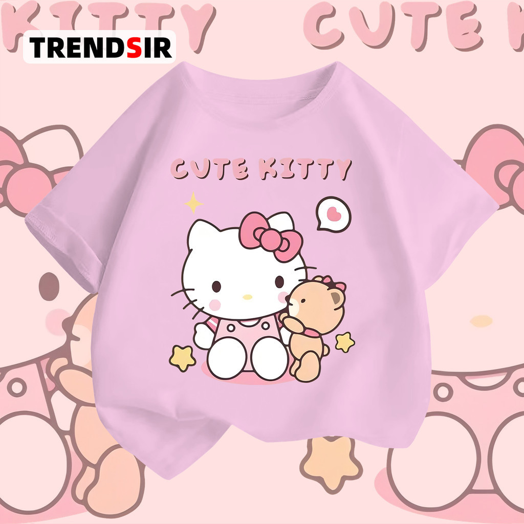 (จัดส่งตลอด 24 ชั่วโมง)พร้อมส่ง เสื้อโอเวอร์ไซส์ เสื้อยืดนิ่ม Sanrio Hello Kitty โปรโมชั่นชุด 2 ชิ้น 100% Cotton 90-150